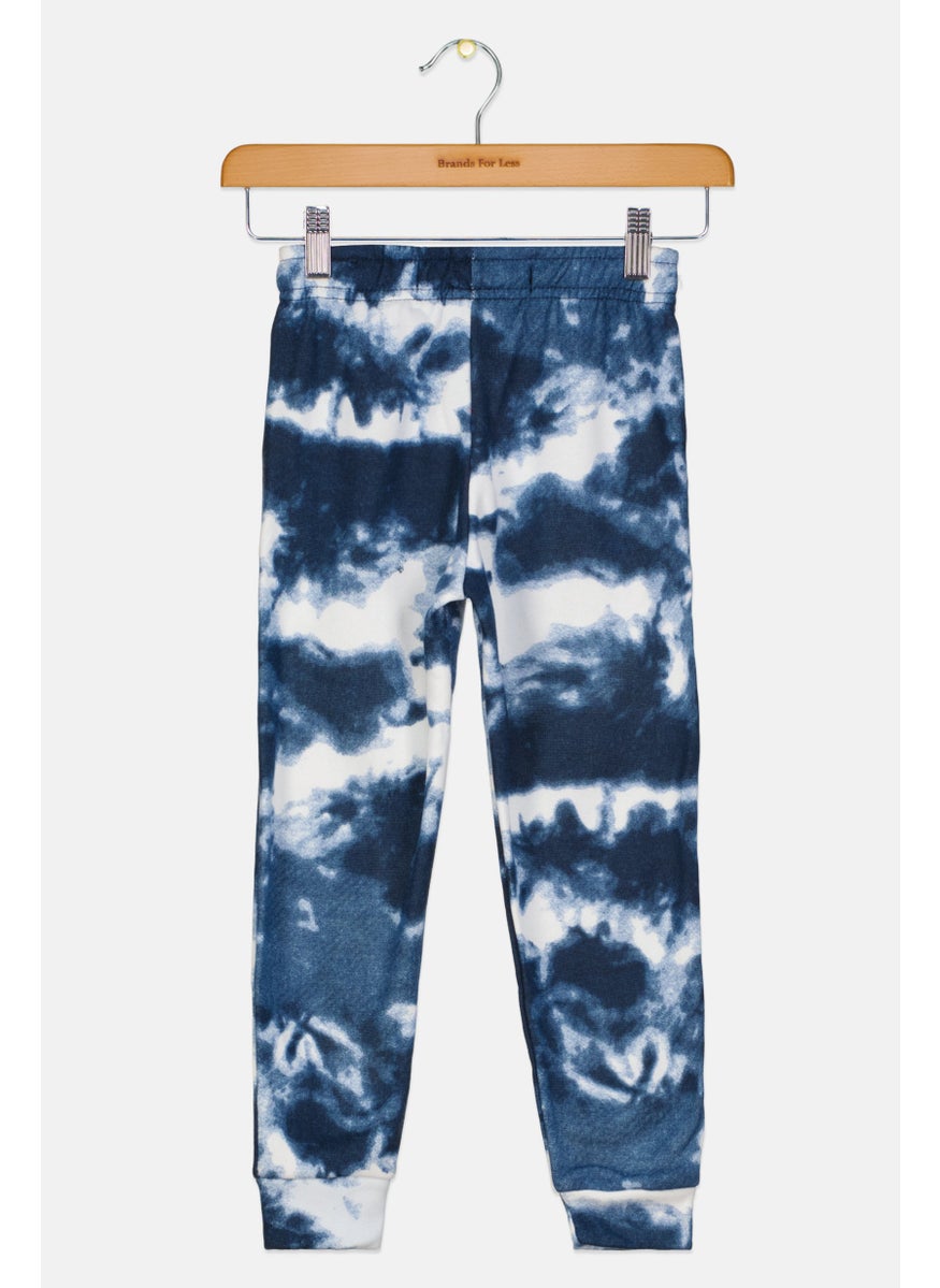 Kids Boy Drawstring Tie-Dye Jogger Pants, White