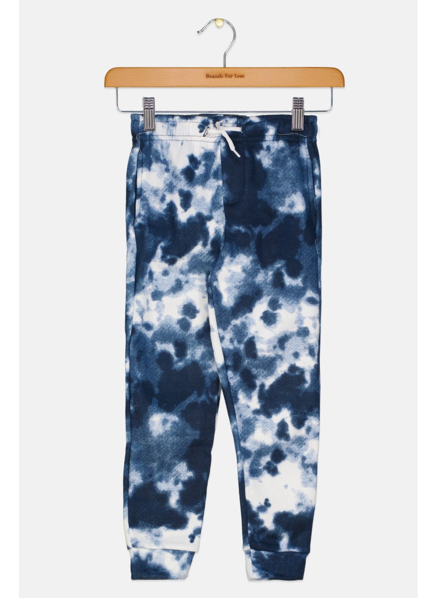 Kids Boy Drawstring Tie-Dye Jogger Pants, White