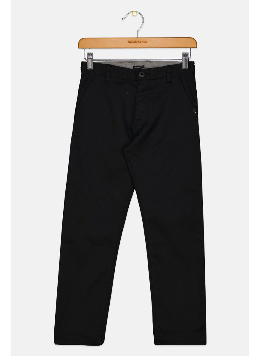 Kids Boy Solid Chino Pant, Black