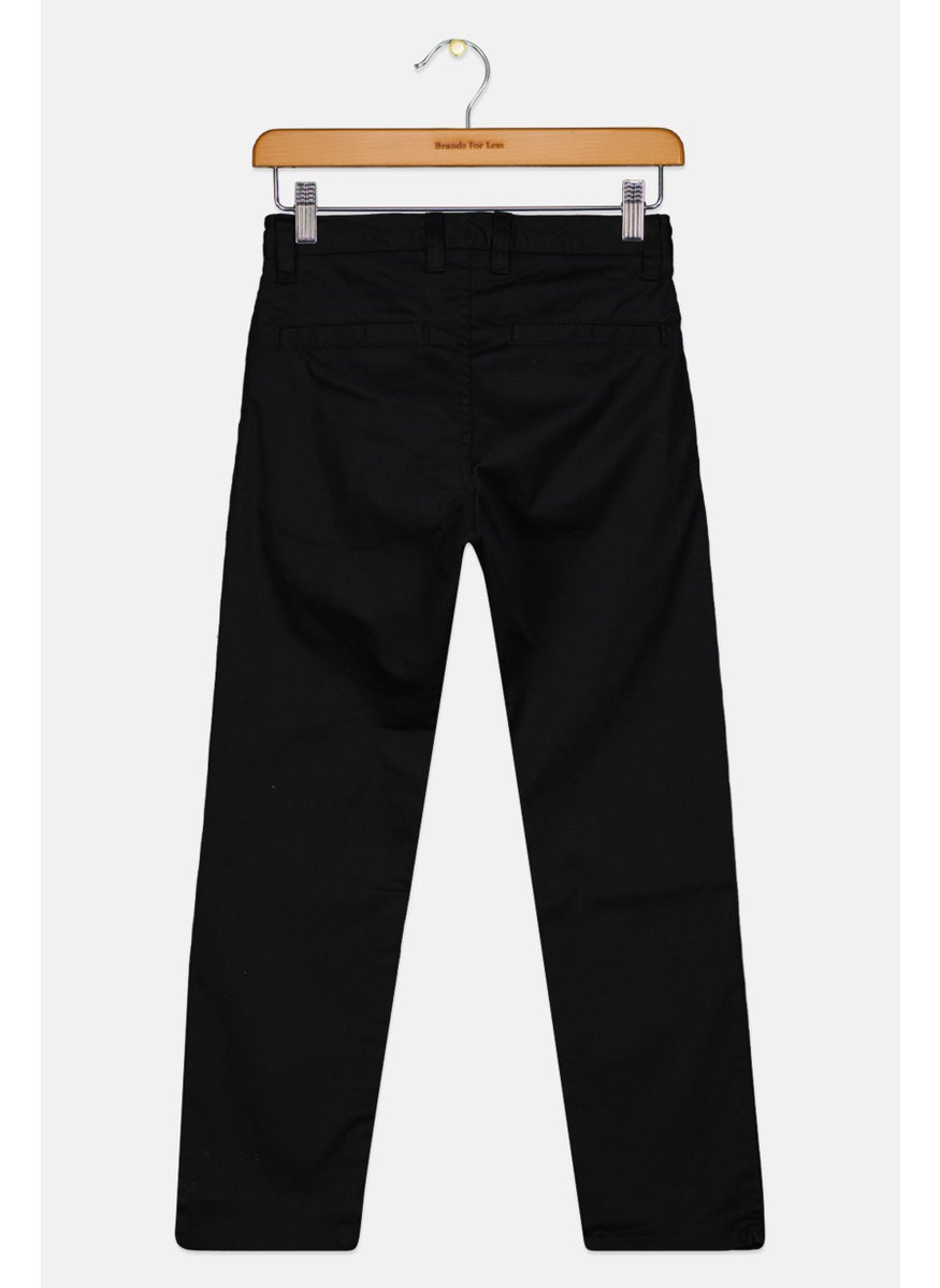 Kids Boy Solid Chino Pant, Black