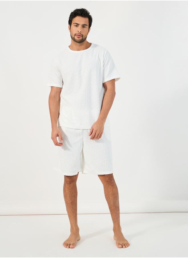 Textured Short Sleeve T-Shirt & Shorts Set