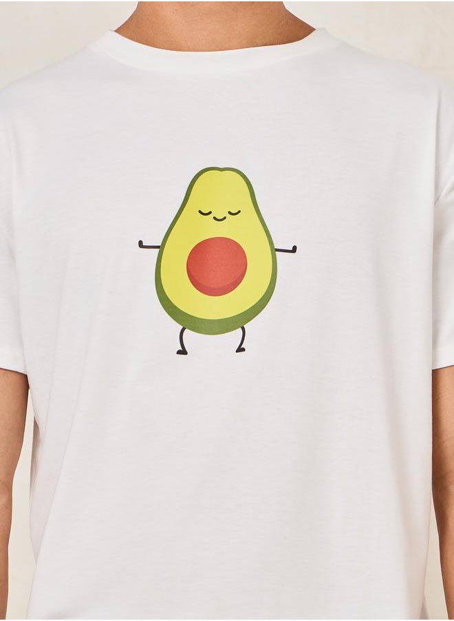 Crew Neck Avocado Print T-Shirt & Shorts Set