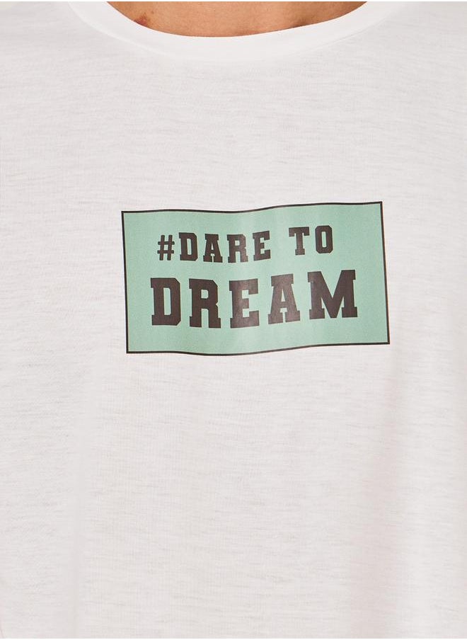 Dare To Dream Slogan Print T-Shirt & Shorts Set