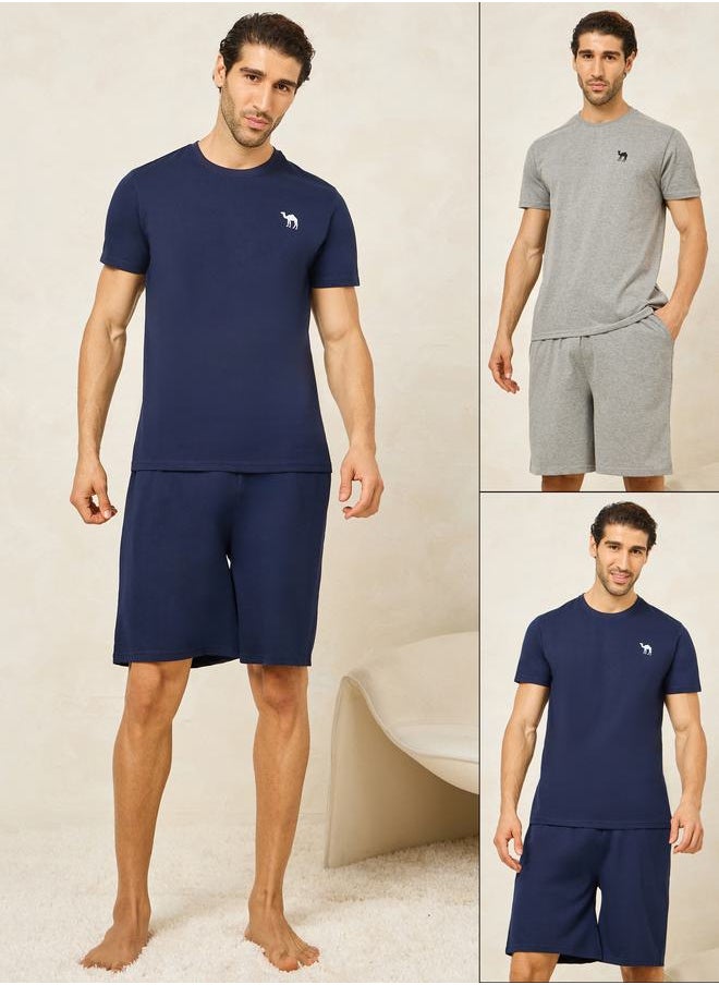 Pack of 2 - Logo Detail Crew Neck T-Shirt & Shorts Set