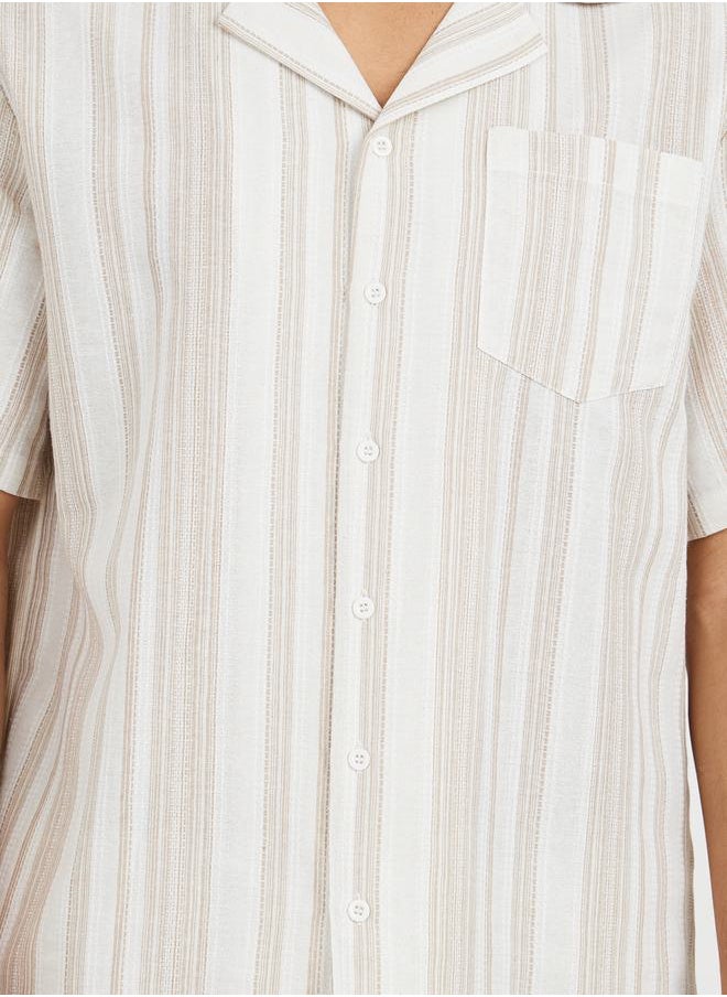 Styli Striped Revere Collar Shirt and Short set