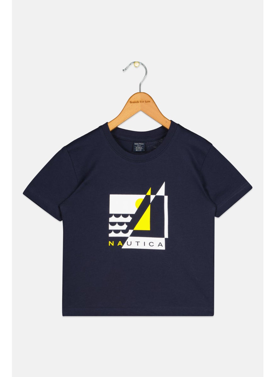 Kids Boy Graphic Print Short Sleeves T-Shirt, Dark Navy Combo