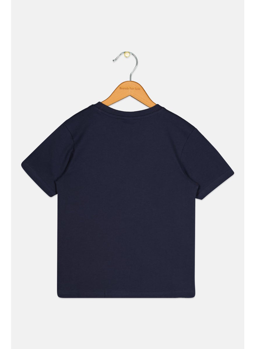 Kids Boy Crew Neck Short Sleeves  Brand Logo T-Shirt, Navy