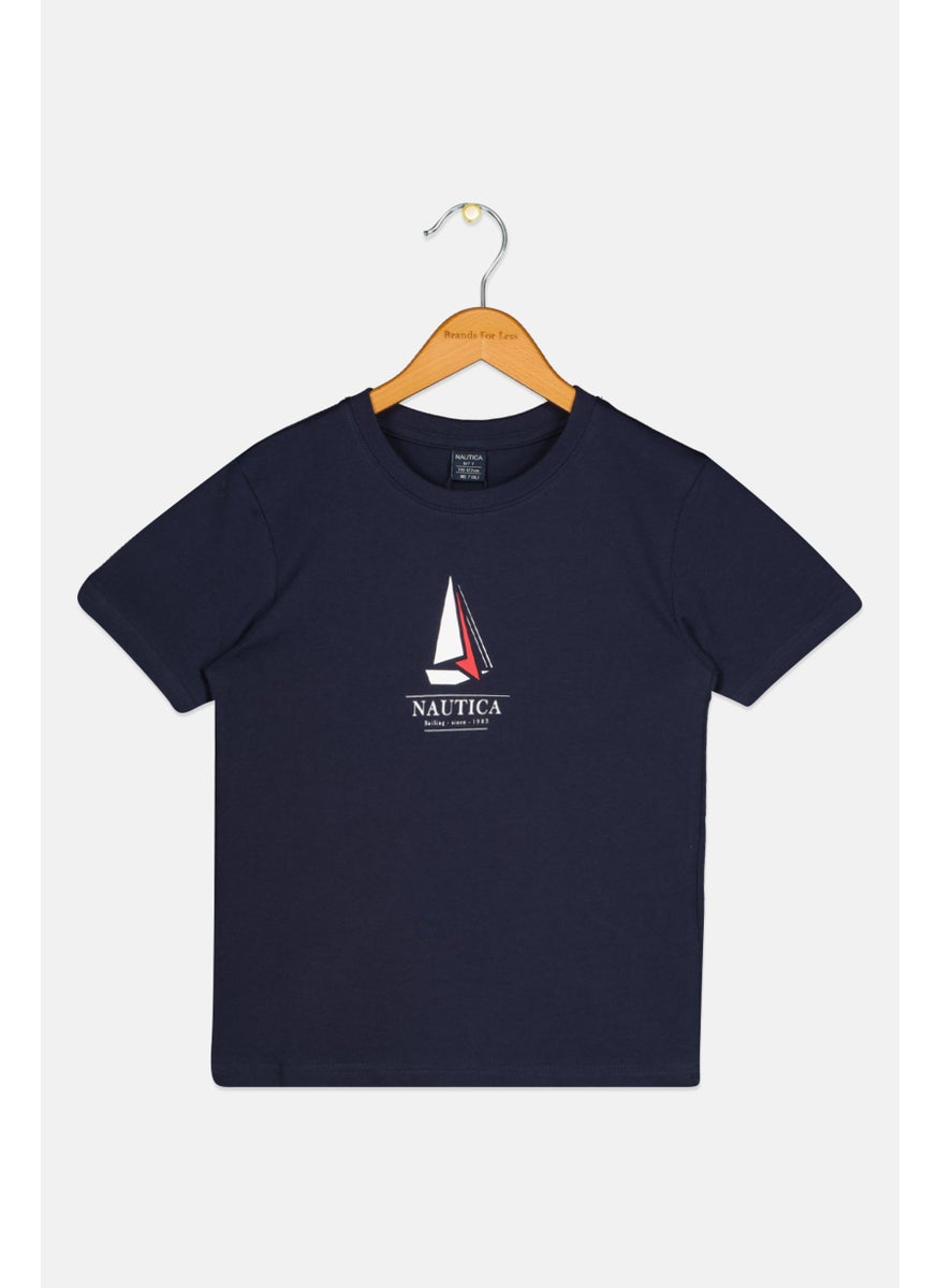 Kids Boy Crew Neck Short Sleeves  Brand Logo T-Shirt, Navy