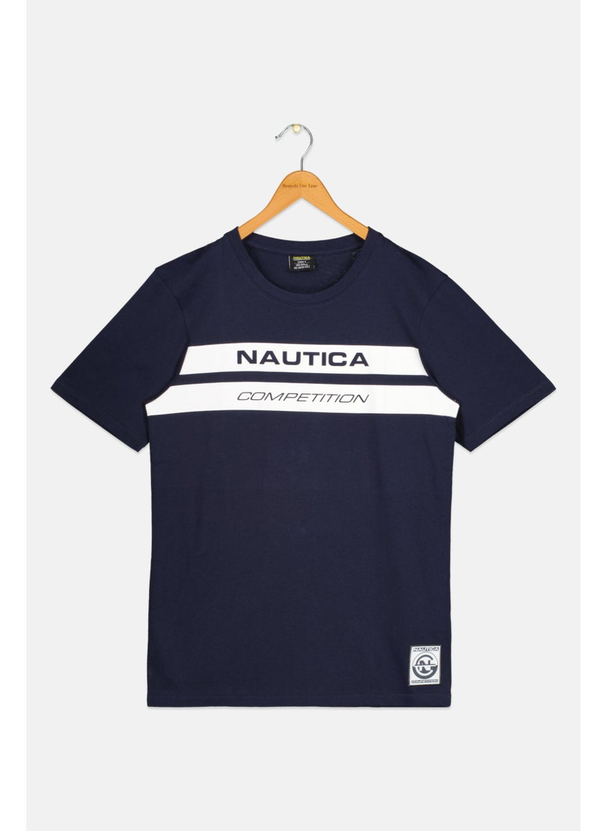 Kids Boy Brand Logo Short Sleeve T-Shirt, Navy Blue