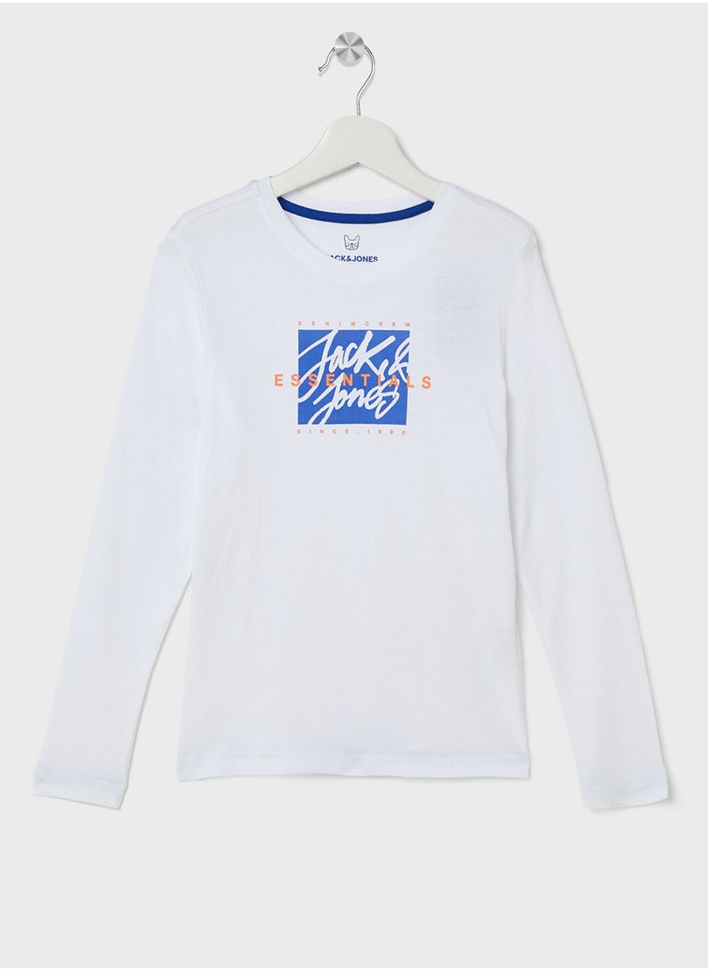 Kids Logo Print Crew Neck T-Shirt