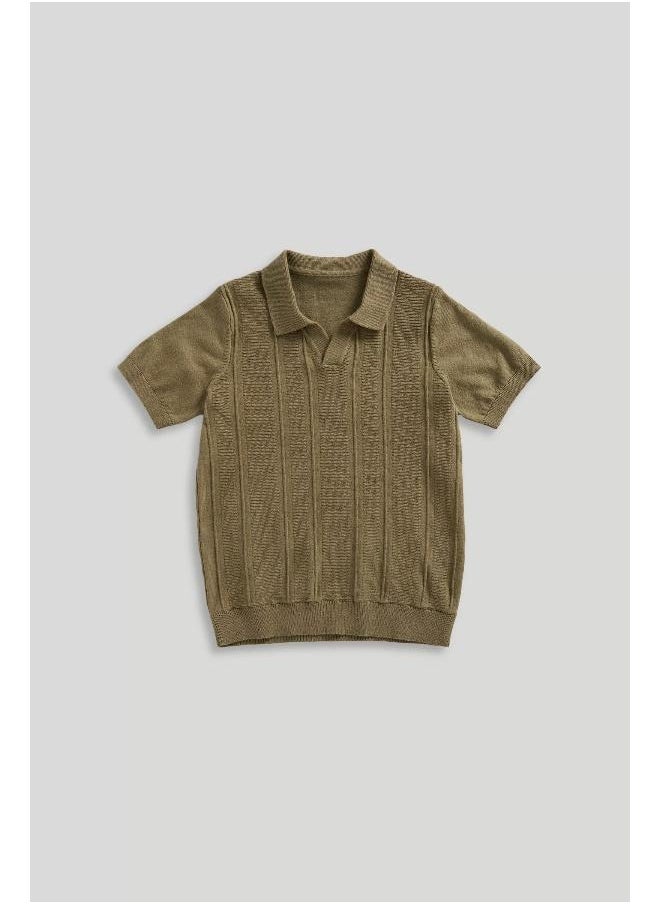 Khaki Knitted Polo Shirt