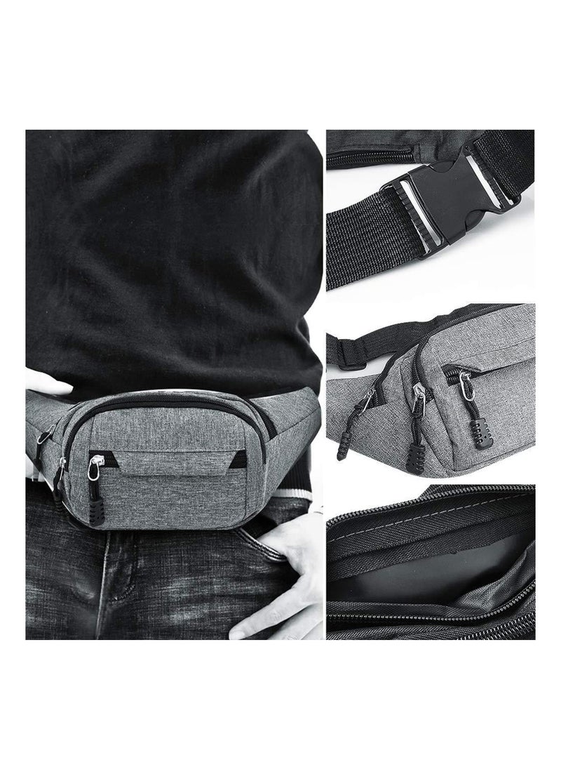 Bumbag Waist Bag, Waterproof 4 Zip Pockets Running Waist Pack Bag for Men Women, Adjustable Belt Waistpacks for Outdoors, Sport, Hiking, Travel