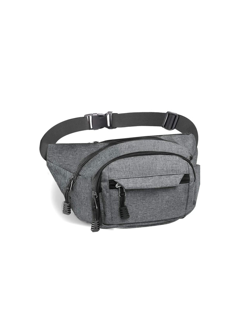Bumbag Waist Bag, Waterproof 4 Zip Pockets Running Waist Pack Bag for Men Women, Adjustable Belt Waistpacks for Outdoors, Sport, Hiking, Travel