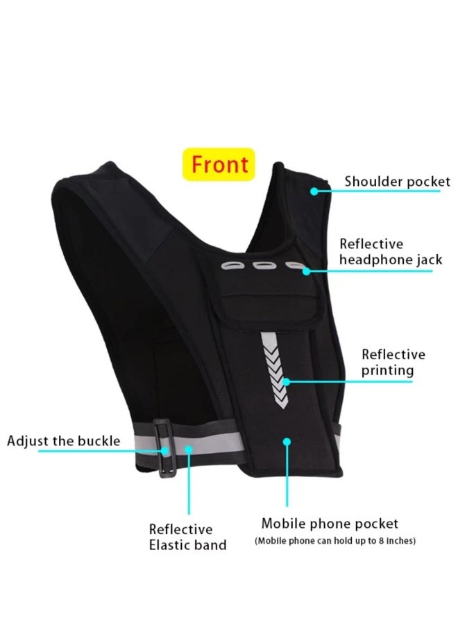 Running Vest Phone Holder for Men  Women, Men  Women's Sports Adjustable Reflective Running Vest Light Weight Phone Holder for Running with Water Bottle Pouch, Accessories Pockets