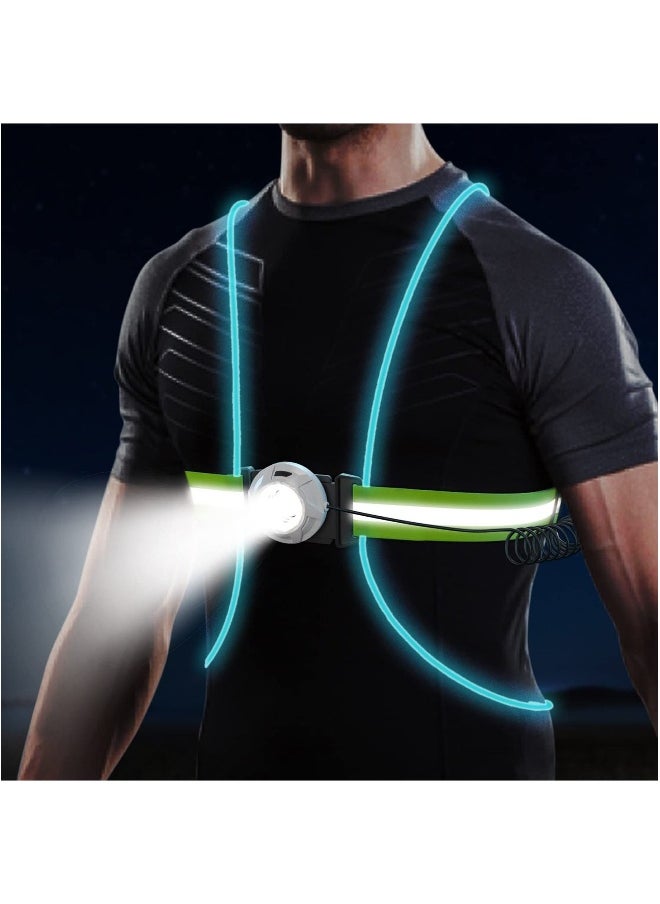 LED Reflective Running Vest with High Visibility Front Safety Light, 6 Bright Colors Lights for Runners, USB Rechargeable Reflective Accessories for Men/Women Running, Walking, Cycling