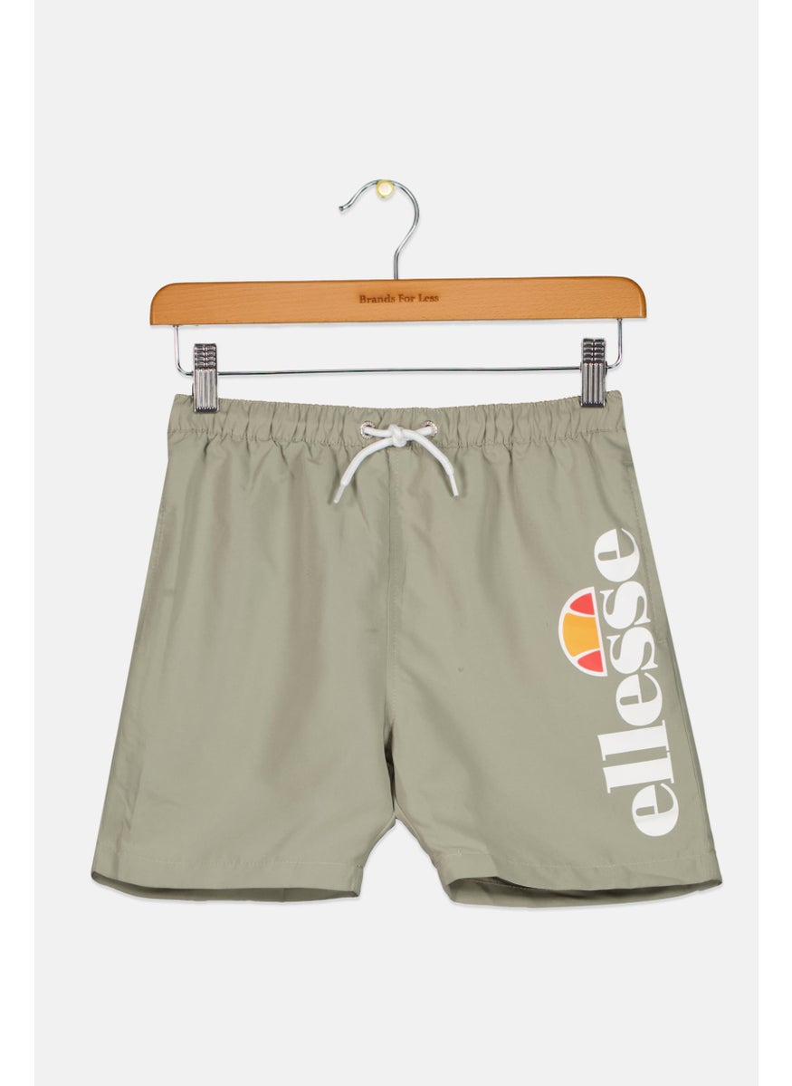 Kids Boy Graphic Printed Swim Shorts, Sage Green