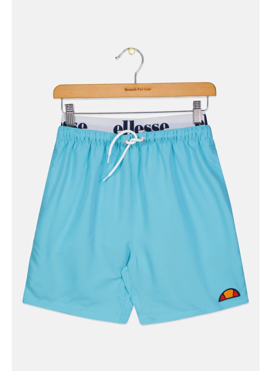 Kids Boy Embroidered Logo Swimwear Short, Blue