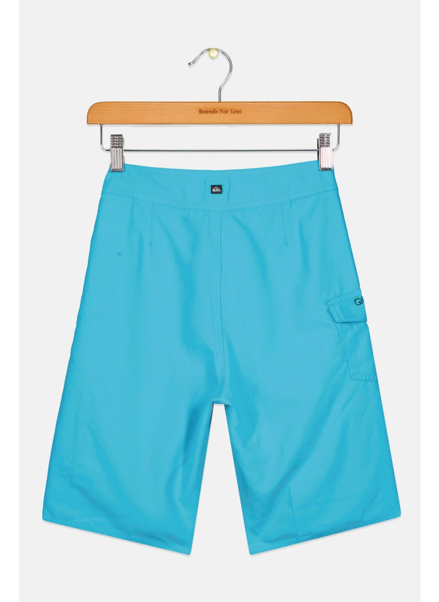 Kids Boy Brand Logo Beachwear Short, Dark Turquoise