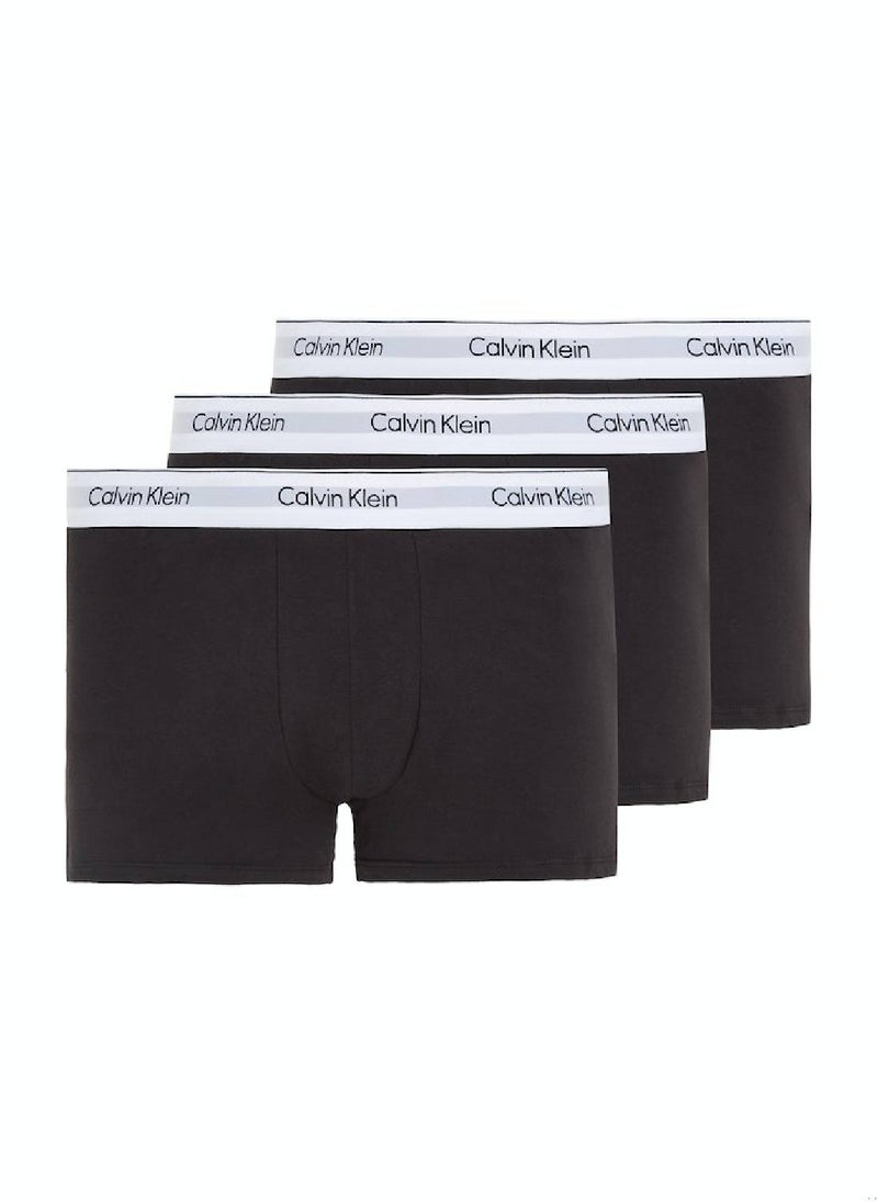 Men's 3 Pack Trunks - Cotton, Black