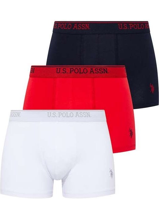 BASE. Polo Assn. Men's White - Red - Navy Blue 3-Piece Boxer 80097