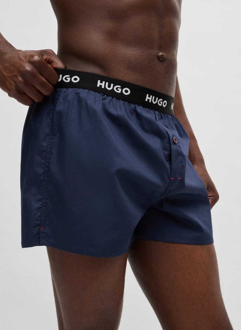 Three-pack of cotton boxer shorts with logo waistbands
