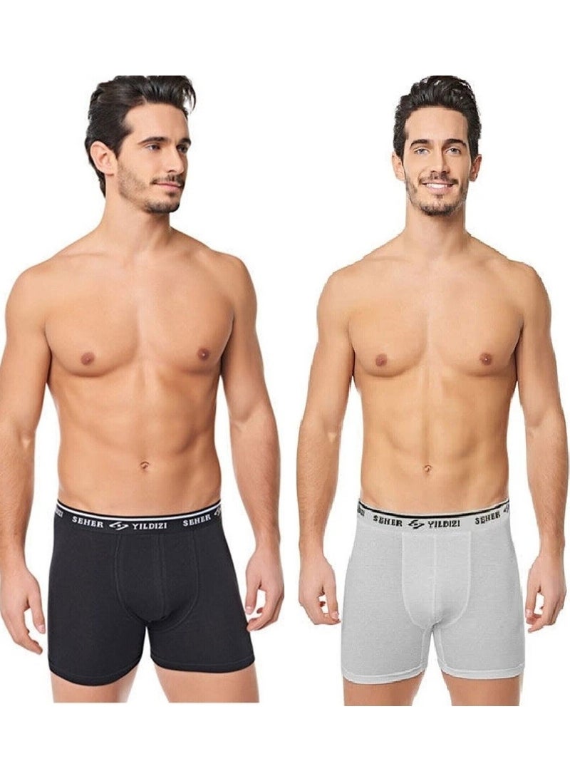 Seher Yıldız 6 Pack Men's Lycra Elastane Boxer Briefs (3 Black - 3 Gray)
