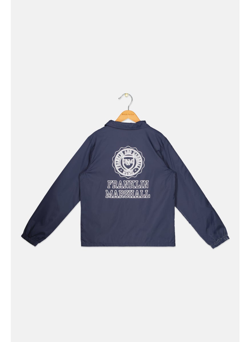 Kids Boy Brand Logo Windbreaker Jacket, Navy