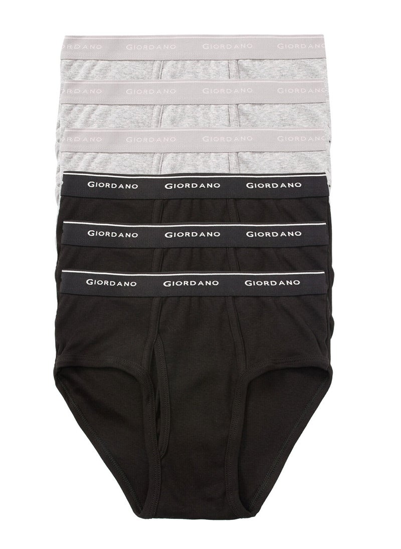 Men's Classic Rib Briefs - 6-Pack, Cotton, Jacquard Waistband