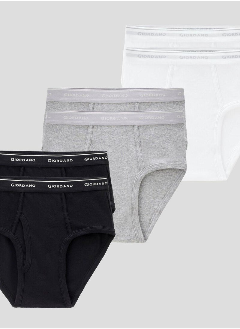 Men's Classic Rib Briefs - 6-Pack, Cotton, Jacquard Waistband