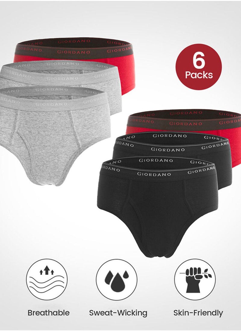 Men's Classic Rib Briefs - 6-Pack, Cotton, Jacquard Waistband