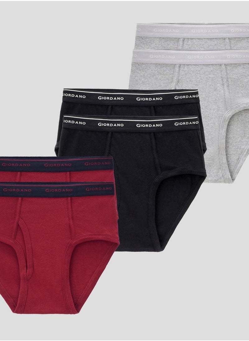 Men's Classic Rib Briefs - 6-Pack, Cotton, Jacquard Waistband