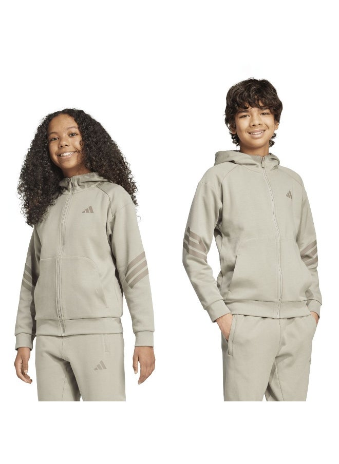 adidas future icons 3 stripes full zip track unisex hooded top