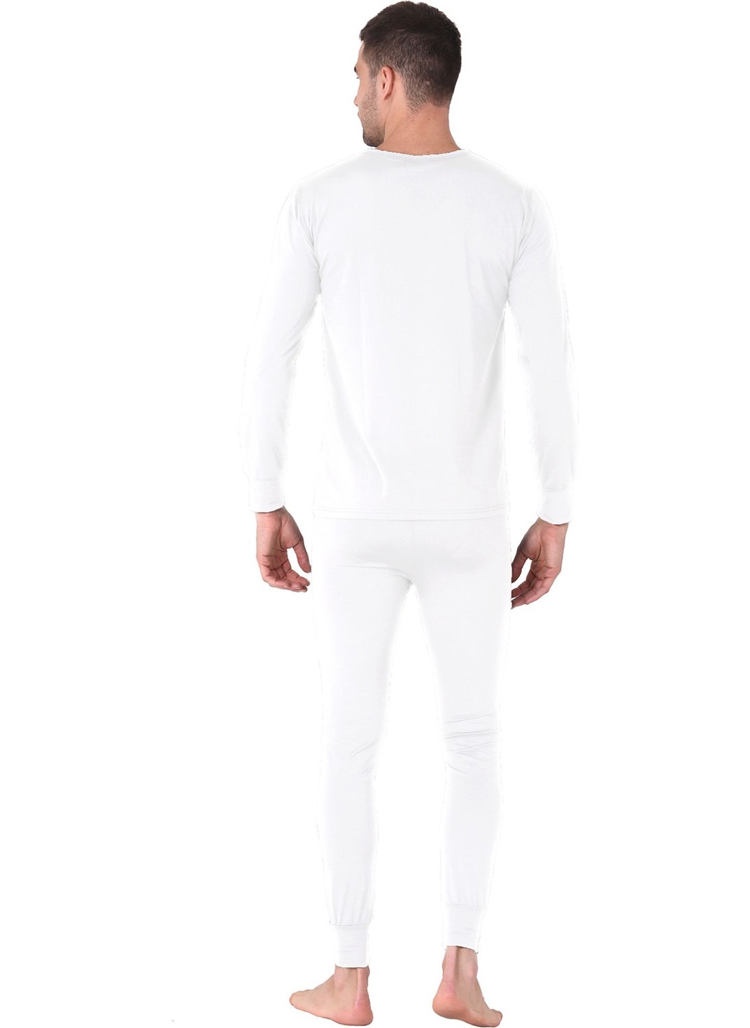 Microfiber Raised Thermal Underwear Set Men White