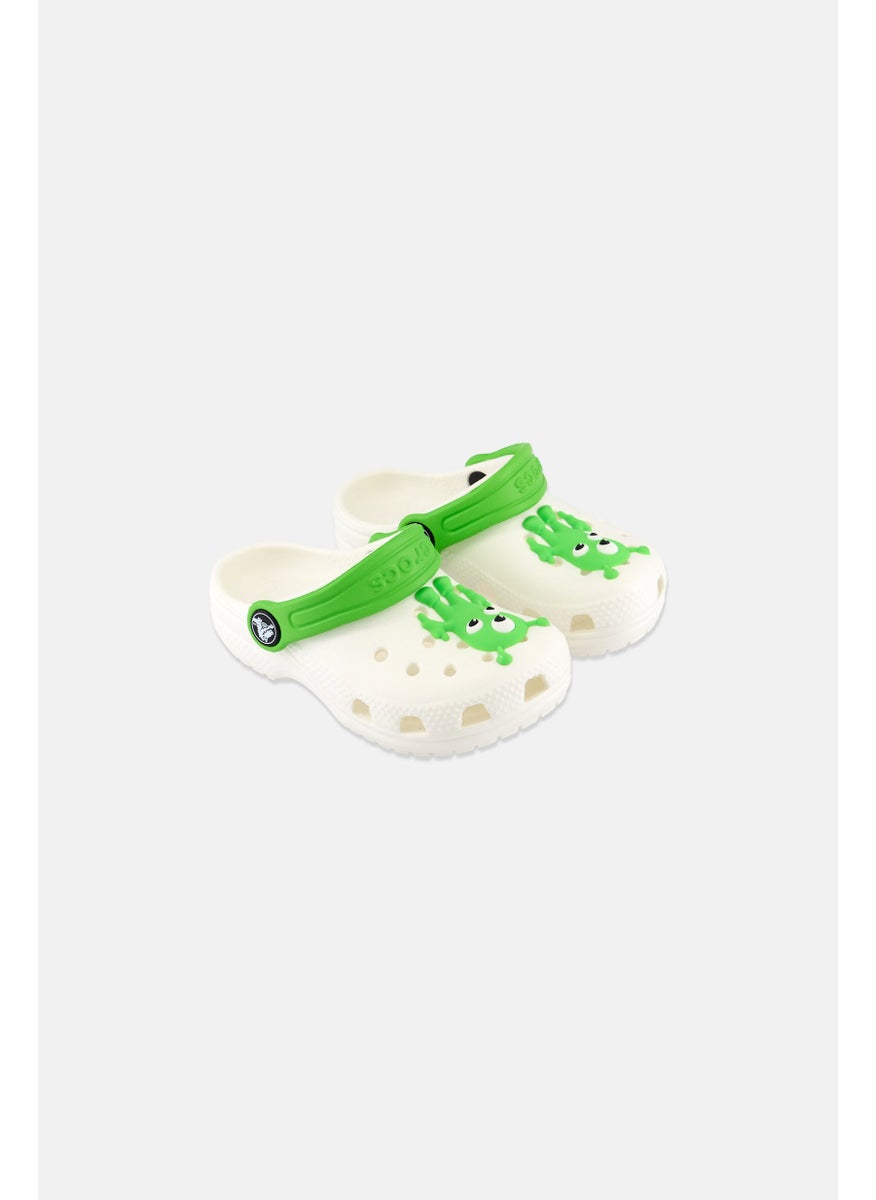 Toddlers Boy Classic Glow Alien Sling Back Clogs, White