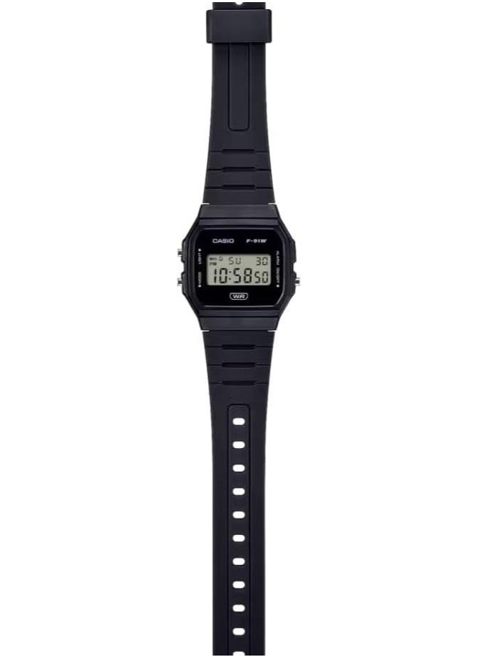 Casio Unisex's Digital Quartz Watch with Plastic Strap F-91WB-1AEF, Black