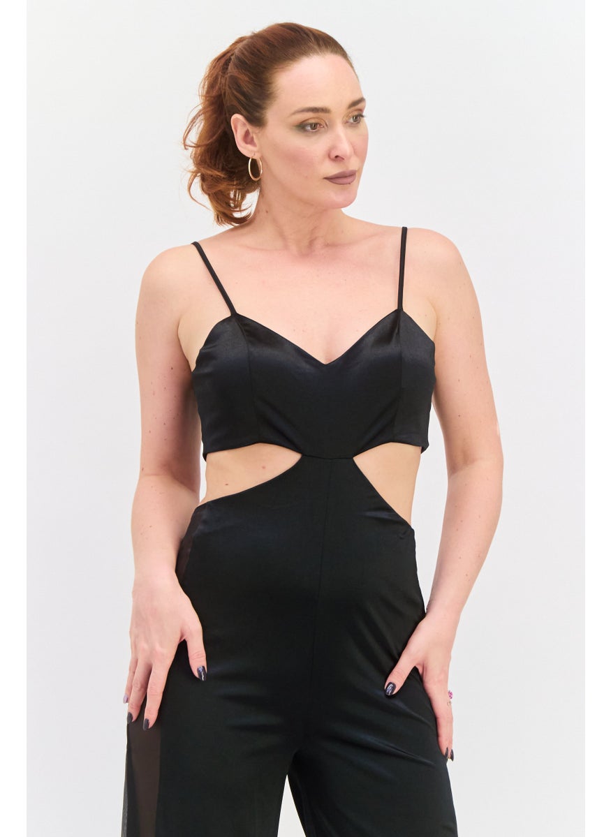 Women Sleeveless Plain Jumpsuit, Back