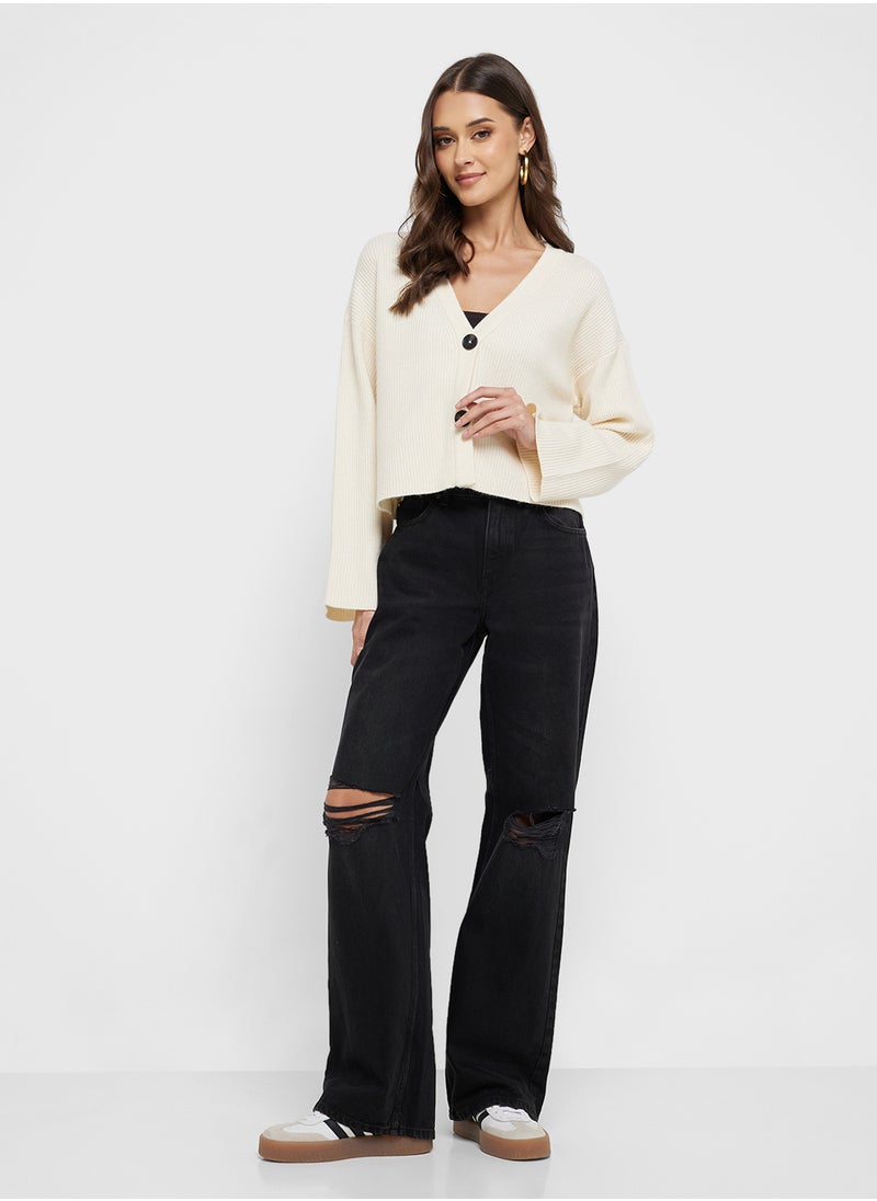 Mid Rise Ripped Detail Jeans