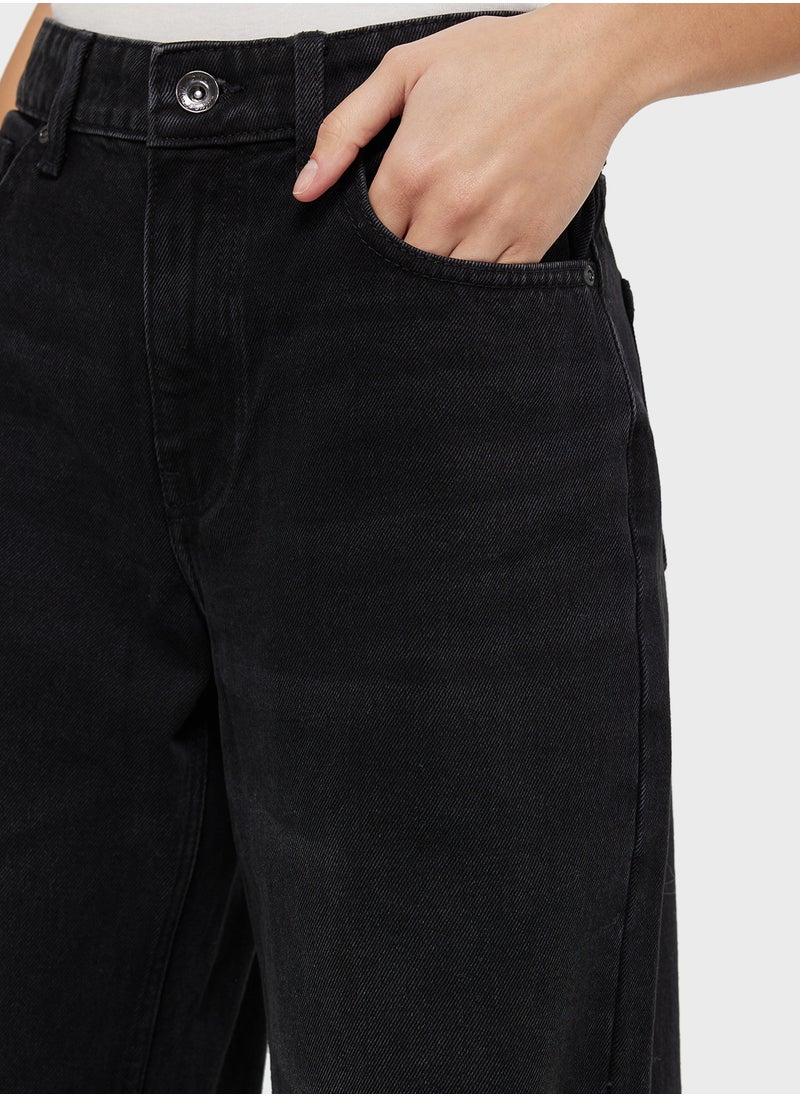 Mid Rise Ripped Detail Jeans