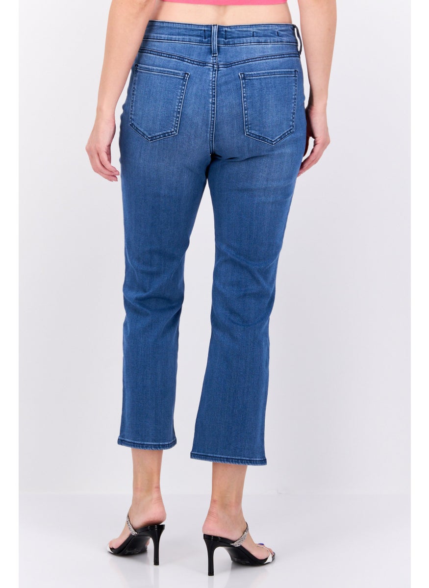 Women Straight Fit Washed Stretchable Denim, Blue