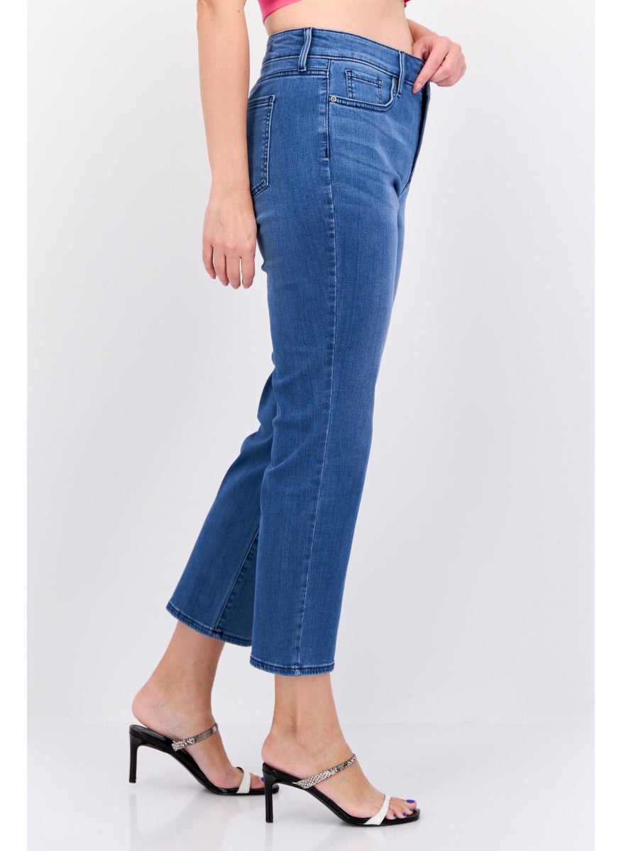 Women Straight Fit Washed Stretchable Denim, Blue