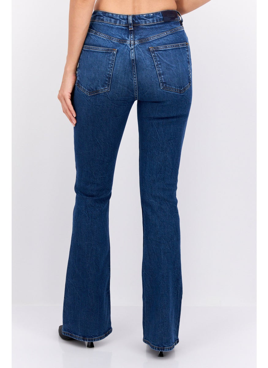 Women Regular Fit Flare Leg Stretchable Denim, Blue