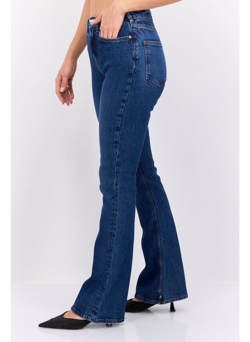 Women Regular Fit Flare Leg Stretchable Denim, Blue