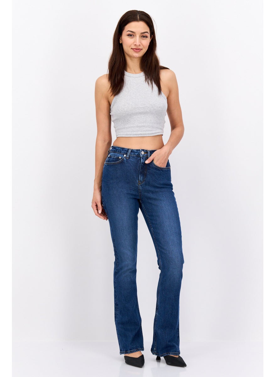 Women Regular Fit Flare Leg Stretchable Denim, Blue