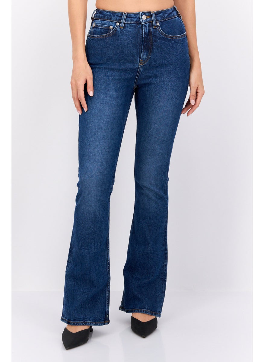 Women Regular Fit Flare Leg Stretchable Denim, Blue