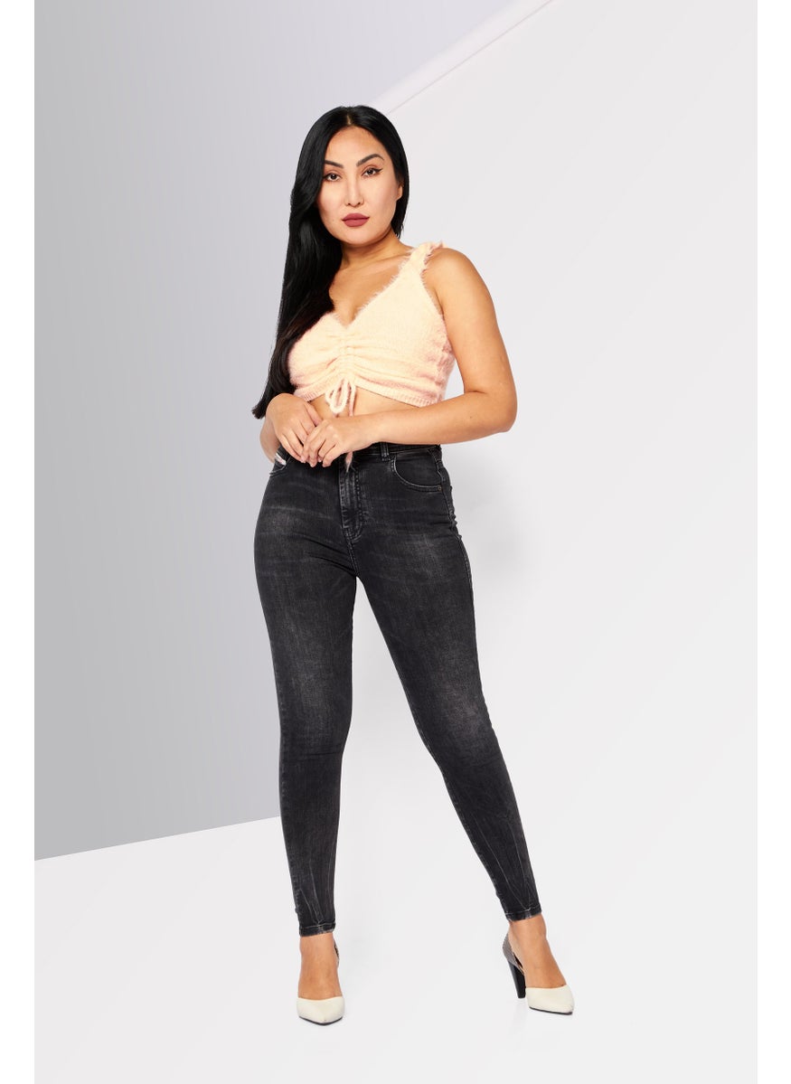 Women 1984 SLANDY Skinny Fit Washed Stretchable Jeans, Black