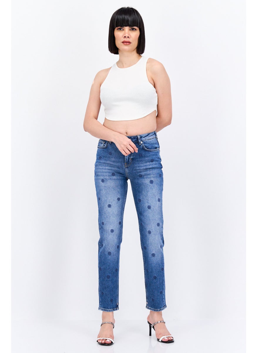 Women Regular Fit Washed Stretchable High Five  Jeans, Blue