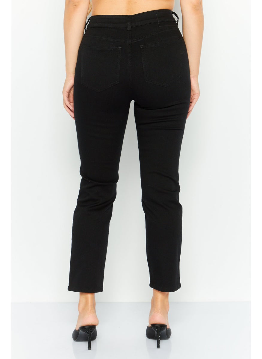 Women Slim Fit 2004 Plain Stretchable Jeans, Black