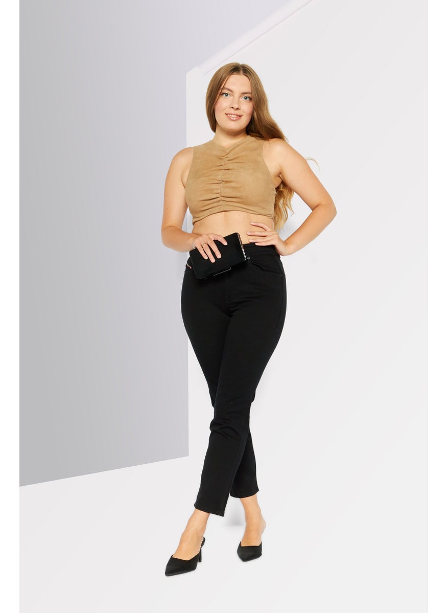 Women Slim Fit 2004 Plain Stretchable Jeans, Black