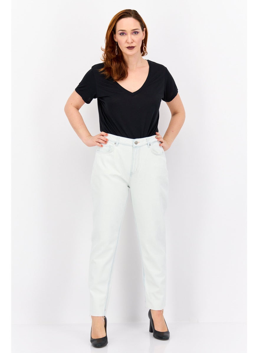 Women Regular Fit Plain Stretchable Jeans, Light Blue
