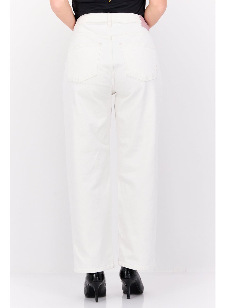 Women Straight Fit  Stretchable Denim Pants, White
